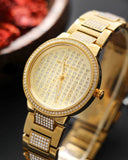Michael Kors Gabbi Crystals Gold Dial Gold Steel Strap Watch For Women - MK3985