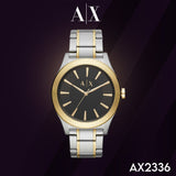 Armani Exchange Nico Analog Black Dial Two Tone Steel Strap Watch For Men - AX2336