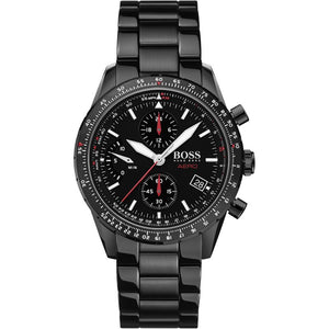 Hugo Boss Aero Black Dial Black Steel Strap Watch for Men - 1513771