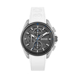 Hugo Boss Volane Grey Dial White SIlicone Strap Watch for Men - 1513948