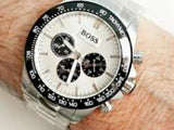 Hugo Boss Ikon White Dial Silver Steel Strap Watch for Men - 1512964