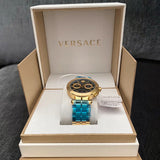 Versace Aion Chronograph Black Dial Gold Steel Strap Watch For Men - VE1D01721