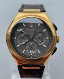 Maserati Triconic Chronograph Grey Dial Brown Leather Strap Watch For Men - R8871639003
