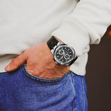 Maurice Lacroix Aikon Chronograph Black Dial Black Leather Strap Watch for Men - AI1018-SS001-330-2