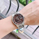 Tissot Luxury Powermatic 80 Brown Dial Silver Steel Strap Watch For Men - T086.407.11.291.00