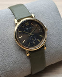 Marc Jacobs Baker Olive Dial Olive Leather Strap Watch for Women - MBM1330
