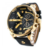 Diesel Mr Daddy Chronograph Black Dial Black Leather Strap Watch For Men - DZ7371