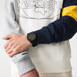Lacoste 12.12 Chronograph Black Dial Black Silicon Strap Watch for Men - 2011012