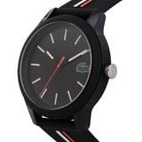 Lacoste 12.12 Black Dial Black Silicon Strap Watch for Men - 2011071