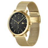 Lacoste Replay Chronograph Black Dial Gold Steel Strap Watch for Men - 2011195