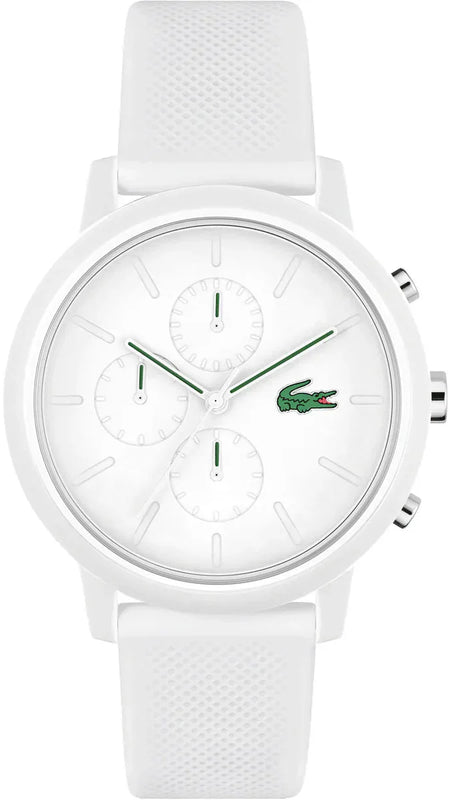 Lacoste 12.12 Chronograph White Dial White Silicon Strap Watch for Men  - 2011246