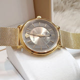Versace V Circle Quartz Gold Dial Gold Mesh Bracelet Watch For Men - VBQ070017
