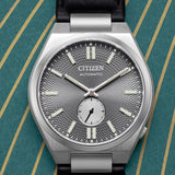 Citizen Tsuyosa Automatic Grey Dial Black Leather Strap Watch for Men - NK5010-01H