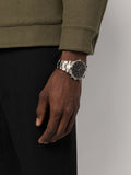 Daniel Wellington Iconic Chronograph Link Black Dial Silver Steel Strap Watch For Men  - DW00100645