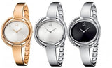 Calvin Klein Impetuous Black Dial Silver Steel Strap Watch for Women - K4F2N111