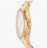 Michael Kors Lennox Three-Hand Silver Dial Gold Steel Strap Watch For Women - MK7278