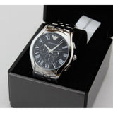 Emporio Armani Classic Chronograph Black Dial Silver Steel Strap Watch For Men - AR1786