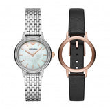 Emporio Armani Interchangeable Analog Mother of Pearl Dial Silver Steel Strap Watch For Women - AR80020