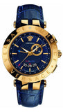 Versace Race GMT Blue Dial Blue Leather Strap Watch For Men - 29G70D282