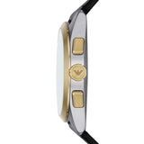 Emporio Armani Claudio Chronograph Silver Dial Black Leather Strap Watch For Men - AR11498