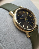 Marc Jacobs Baker Olive Dial Olive Leather Strap Watch for Women - MBM1330