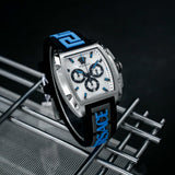 Versace Dominus Chronograph Silver Dial Black Rubber Strap Watch For Men - VE6H00123