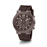 Guess Edge Chronograph Brown Dial Brown Leather Strap Watch For Men - GW0492G2