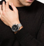 Hugo Boss Companion Black Dial Silver Steel Strap Watch for Men - 1513652