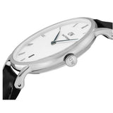 Daniel Wellington Dapper Sheffield White Dial Black Leather Strap Watch For Women - DW00100096