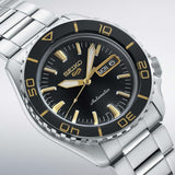 Seiko 5 Sport Automatic SKX Series Black Dial Silver Steel Strap Watch for Men - SRPK99K1