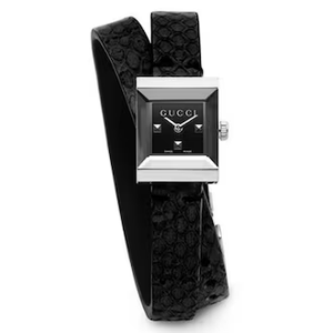 Gucci G-Frame Black Dial Black Leather Strap Watch For Women - YA128526