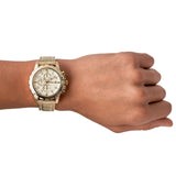 Fossil Dean Chronograph Champagne Dial Gold Steel Strap Watch for Men - FS4867