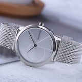 Calvin Klein Minimal Silver Dial Silver Mesh Bracelet Watch for Women - K3M2212Z