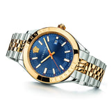 Versace Hellenyium Quartz Blue Dial Two Tone Steel Strap Watch For Men - VEVH00520