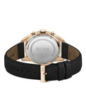 Hugo Boss Skymaster Chronograph Blue Dial Black Leather Strap Watch for Men - 1513783