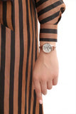 Emporio Armani Aurora Quartz Silver Dial Gold Steel Strap Watch For Women - AR11108