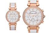 Michael Kors Parker White Dial Two Tone Steel Strap Watch for Women - MK5774