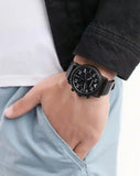 Emporio Armani Luigi Chronograph Black Dial Black Leather Strap Watch For Men - AR11133