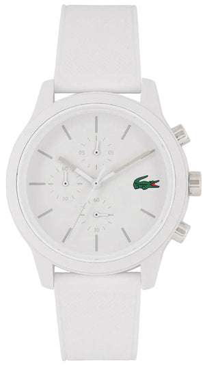 Lacoste 12.12 Chronograph White Dial White Silicon Strap Watch for Men - 2010974