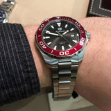 Tag Heuer Aquaracer Black Dial Silver Steel Strap Watch for Men - WAY101B.BA0746