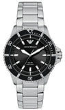 Emporio Armani World Explorer Solar Black Dial Silver Steel Strap Watch for Men - AR11787