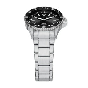 Emporio Armani World Explorer Solar Black Dial Silver Steel Strap Watch for Men - AR11787
