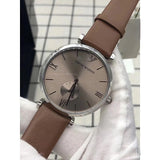 Emporio Armani Gianni Silver Dial Brown Leather Strap Watch for Men - AR1675