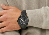 Armani Exchange Banks Chronograph Black Dial Black Steel Strap Watch For Men - AX1722