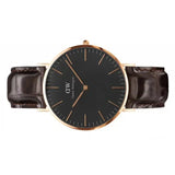Daniel Wellington Classic York Black Dial Brown Leather Strap Watch For Men - DW00100128