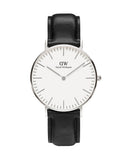 Daniel Wellington Classic Sheffield White Dial Black Leather Strap Watch For Women - DW00100053
