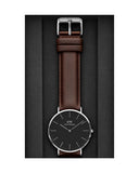 Daniel Wellington Classic Bristol Black Dial Brown Leather Strap Watch For Men - DW00100131