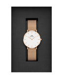 Daniel Wellington Petite Melrose White Dial Rose Gold Mesh Strap Watch For Women - DW00100305