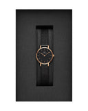 Daniel Wellington Classic Petite Pressed Ashfield Black Dial Black Mesh Bracelet Watch For Women - DW00100441