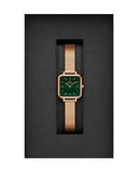 Daniel Wellington Quadro Studio Green Dial Rose Gold Mesh Strap Watch For Women - DW00100520